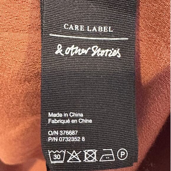 Paris Atelier & other stories brown rust long sleeve shirt dress size 8 - Picture 6 of 8